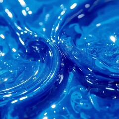 A close-up of glossy, vibrant slime being slowly squeezed and stretched, shimmering light reflections shifting across its surface, creating a calming and satisfying tactile atmosphere, the camera is s