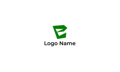 green check mark, e letter logo design