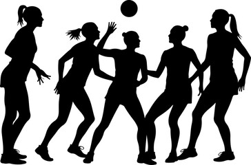 Female Netball Players Silhouettes