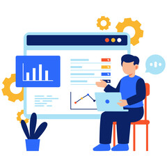 Illustration of Data Analytics with Charts and Graphs in a Modern Digital Workspace