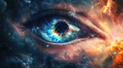 Cosmic Eye: A Detailed Surrealist Vision of the Universe Within