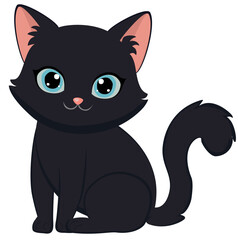 Sitting cat with bright eyes classic cute cat pose.