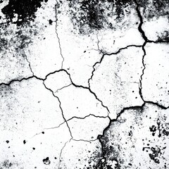 Obraz premium High contrast black and white cracked wall texture.