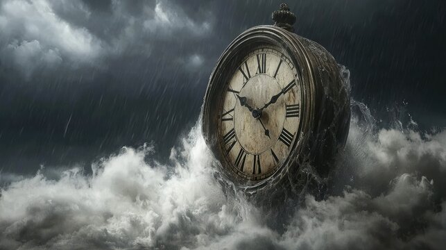 Stormy seas and a weathered pocket watch.