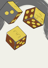 Three Dice Falling, Gambling, Chance, Luck, Game
