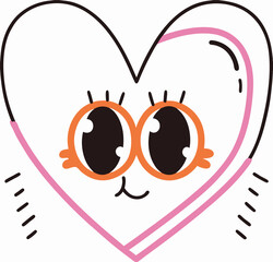 Cute Cartoon Heart with Big Eyes: Valentine's Day Illustration