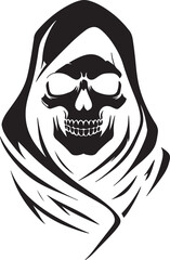 Fototapeta premium Grim reaper in a hooded robe a black and white vector illustration depicting death and the supernatural for halloween.