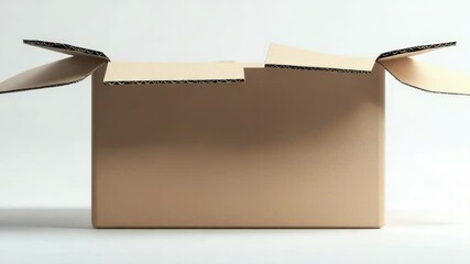 A cardboard box with open flaps, ideal for packing or storage