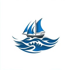 Sailboat gliding over ocean waves with vibrant blue colors in a tranquil seascape