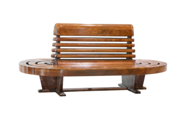 Old style railway station wood chair isolated on transparent background.