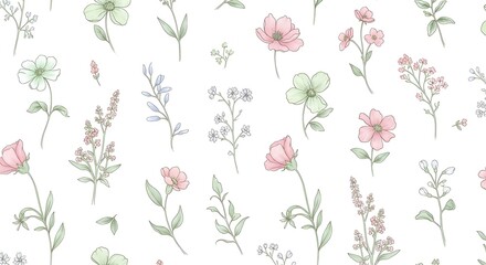 Pastel Floral Pattern Seamless Design for Fabric and Wallpaper