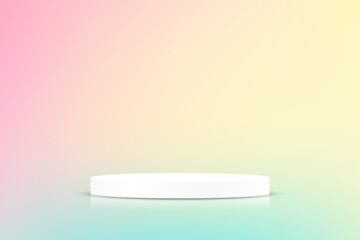 Pink Yellow and Blue Background Empty Room Studio with podium Space for selling products on the website. Vector illustration.
