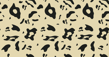 Seamless leopard print pattern with brown and black animal fur texture in stylish vector design