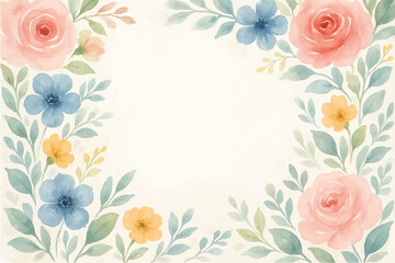 Vintage floral background with romantic pink roses, elegant frame, and decorative hearts for a wedding or Valentine's Day card design