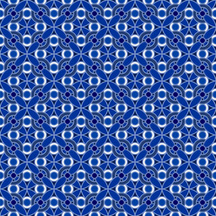 Traditional Islamic floral pattern in Blue color, seamless tile vector design with symmetry, great for textile, print, background filler, wallpaper, and wrapping use