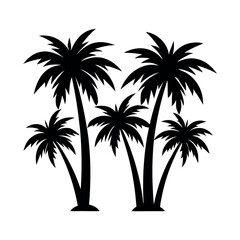 Fototapeta premium black palm trees tropical silhouette set