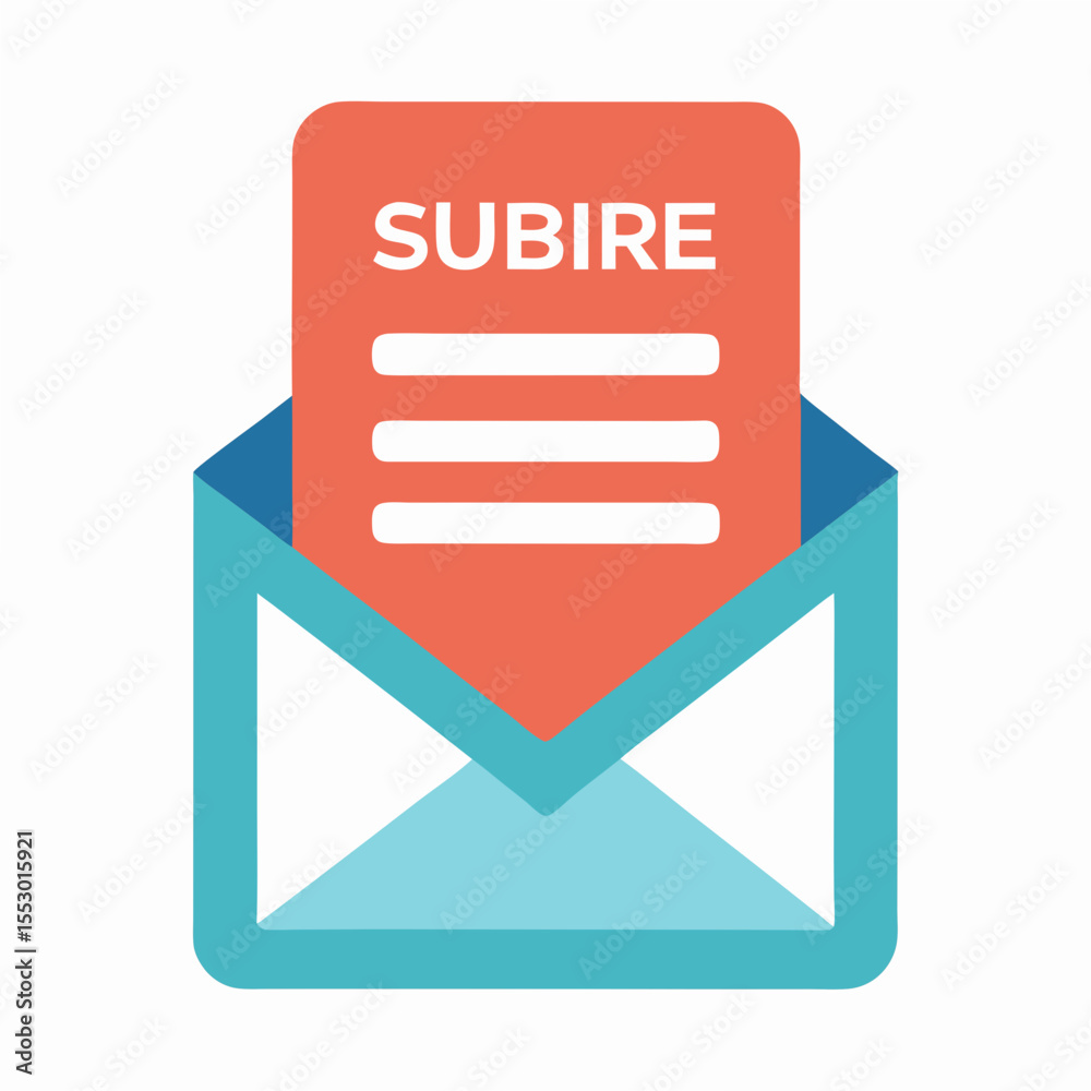Poster email with subscription document inside an open envelope
