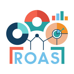 Roas concept with colorful charts and graphs representing business growth