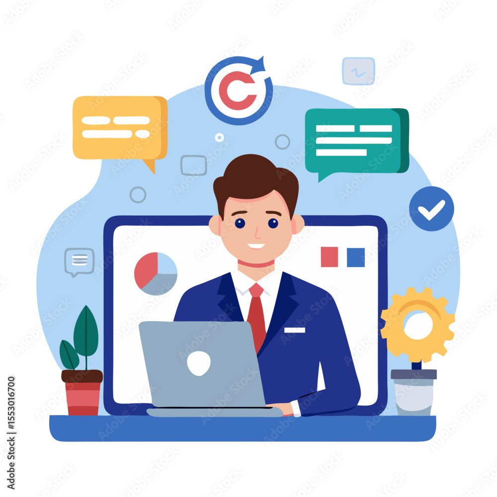 Poster customer relationship management software concept crm for sales sales control and monitoring softwar