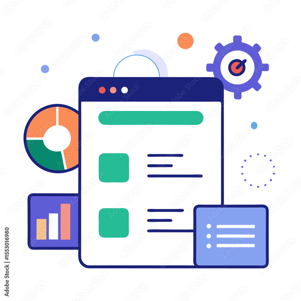 Poster digital analytics and business performance monitoring dashboard interface