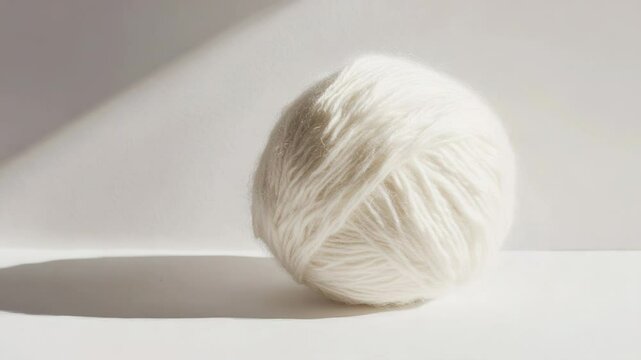 A ball of white yarn on a clean and simple background