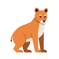 Lioness sitting on the ground. This is a simplified illustration style image of a lioness.