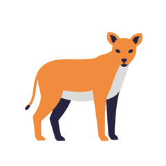 A sleek orange lioness illustration standing proudly, exuding confidence. Its posture conveys strength and alertness