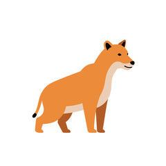 A cartoon illustration of an orange thylacine animal with a neutral expression