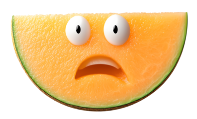confused cantaloupe slice isolated on transparent