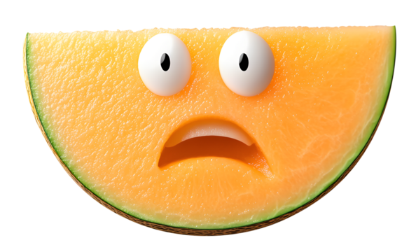 confused cantaloupe slice isolated on transparent