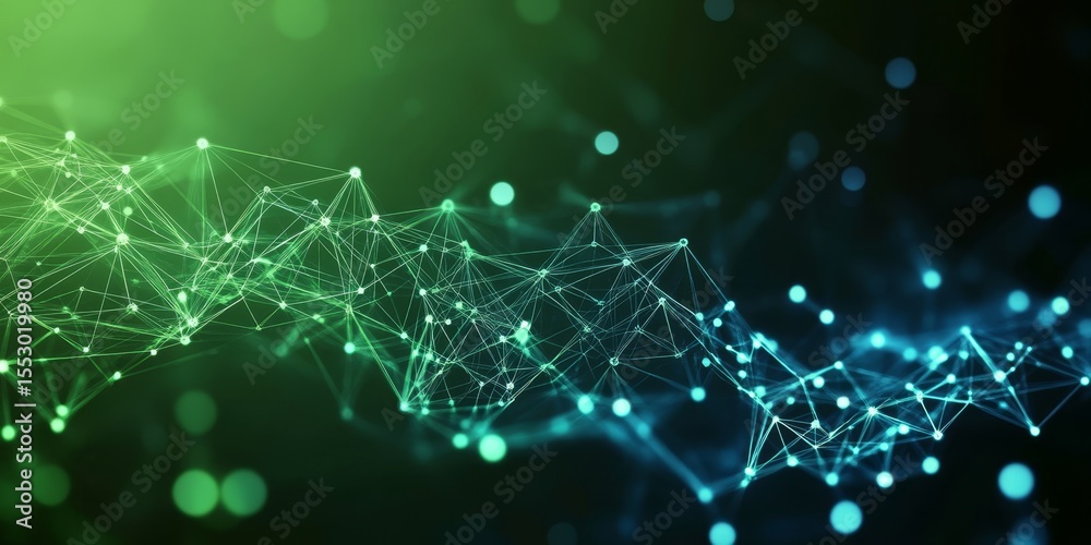 Poster abstract polygonal background with dots and lines representing data and technology network design