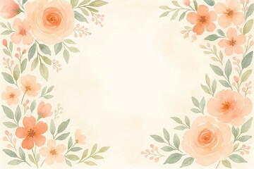 Vintage floral background with romantic pink roses, elegant frame, and decorative hearts for a wedding or Valentine's Day card design