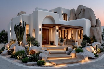 Obraz premium Evening light on desert villa high resolution picture