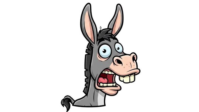 Cartoon Donkey in Panic with Wide Eyes and Sweat Drops Animation