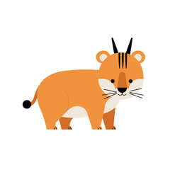 Obraz premium An adorable cartoon tiger stands, depicted with friendly eyes and a playful expression. The tiger features vibrant orange and black stripes, adding to its charm.