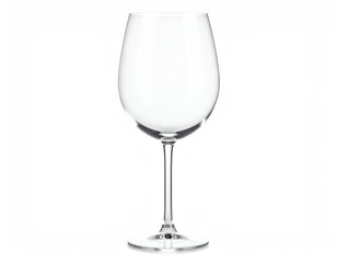 Elegant empty wine glass on white background.
