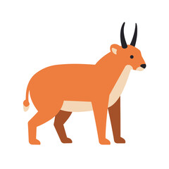 An abstract illustration of an antelope with its prominent curved horns. The animal stands with a calm expression and a simplified design