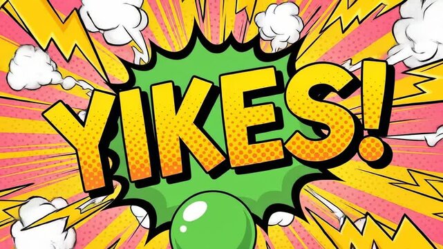 Colorful comic book style background with speech bubble yikes