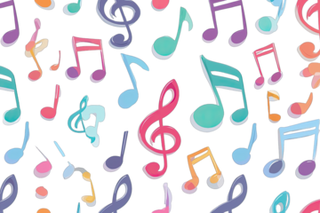 Vibrant musical notes pattern