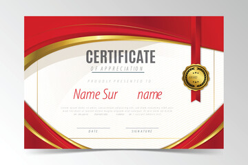 Red gold certificate template