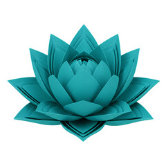 Teal Lotus Bloom A Geometric Interpretation isolated on transparent bacckground
