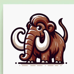 Cute Cartoon Woolly Mammoth Character Illustration