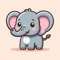 Cute Cartoon Elephant Character Illustration