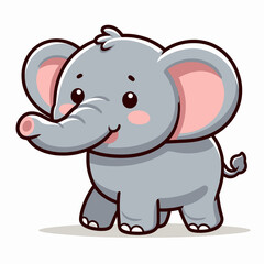 Cute Cartoon Elephant Character Illustration