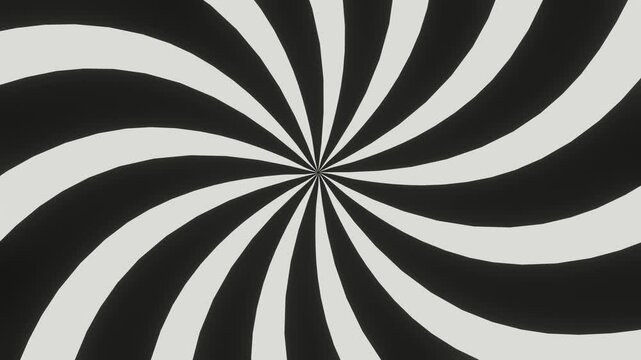 Black and White Spiral Sunburst Background Animation, Seamless Loop, Retro Inspired Multicolor Bubblegum Swirl Rays and Rotating Stripes, 4k