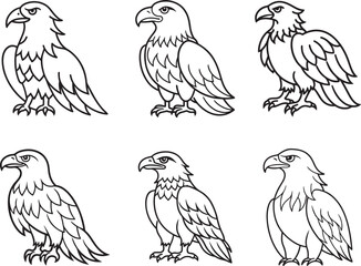 Eagle line art  vector set 
