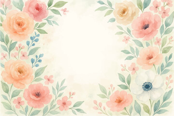 Obraz premium Vintage floral background with romantic pink roses, elegant frame, and decorative hearts for a wedding or Valentine's Day card design