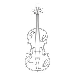 Fototapeta premium A black and white violin illustration vector style coloring page 