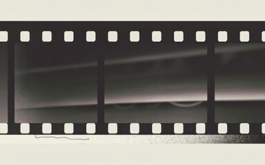 Fototapeta premium Vintage 35mm film frame black & white grainy texture with sprocket holes & subtle vignette 
