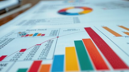 A colorful graph with bars and lines showing market trends